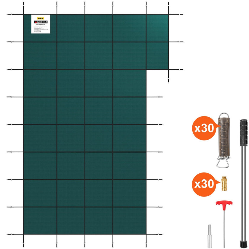 VEVOR Inground Pool Safety Cover Winter Pool Cover 22 x 42 ft with Right Step