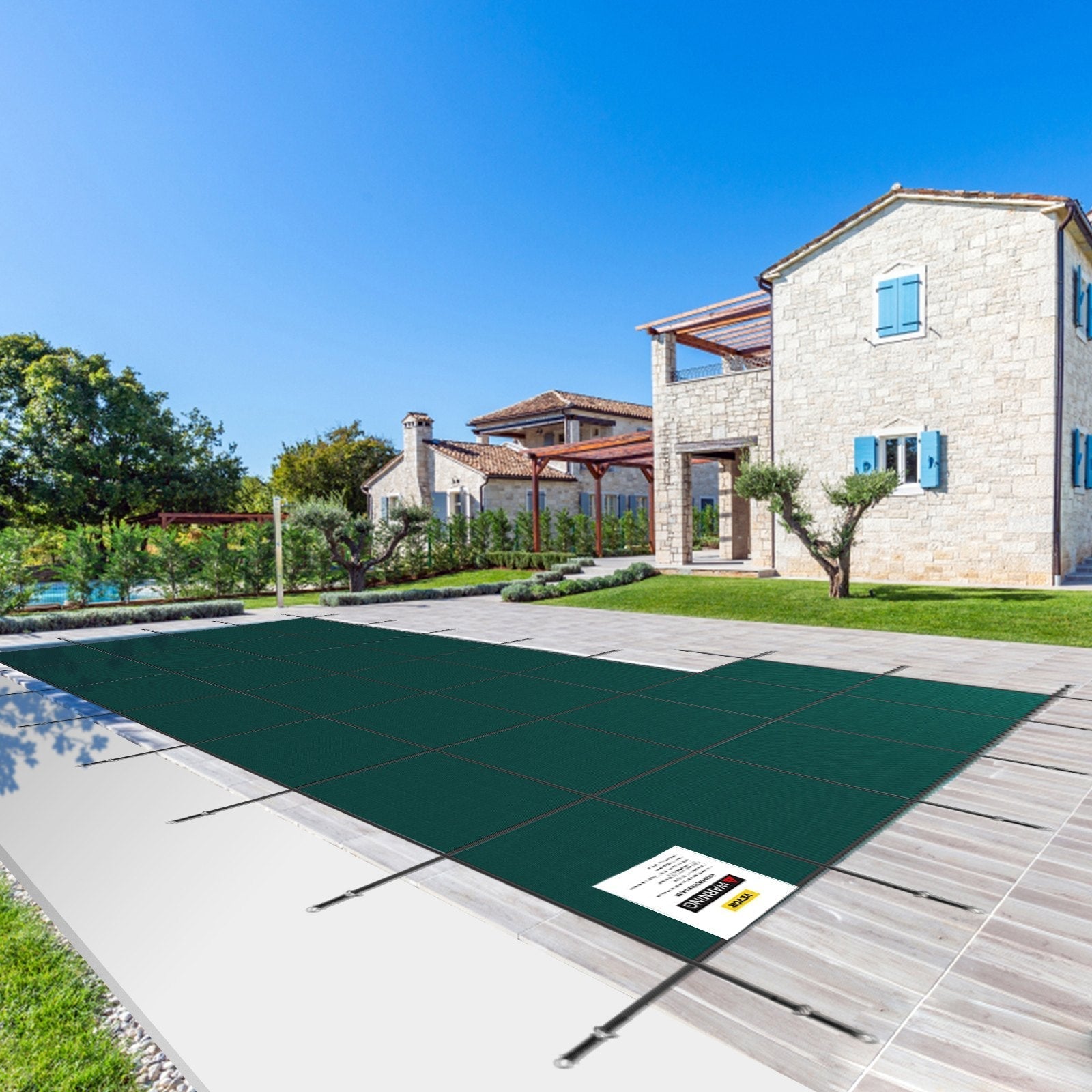 VEVOR Inground Pool Safety Cover Winter Pool Cover 18 x 34 ft with Left Step