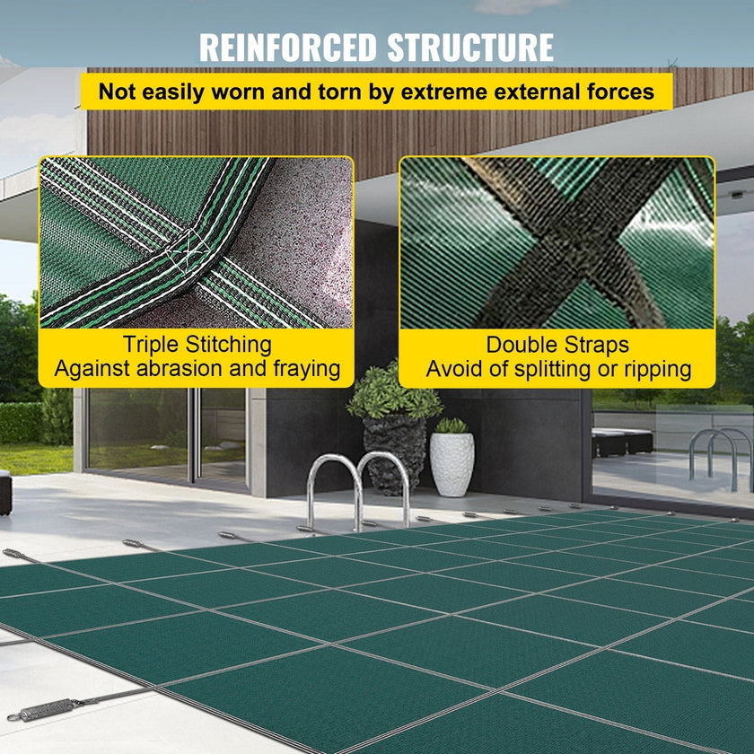 VEVOR Inground Pool Safety Cover Winter Pool Cover 16 x 30 ft with Anchor Tools