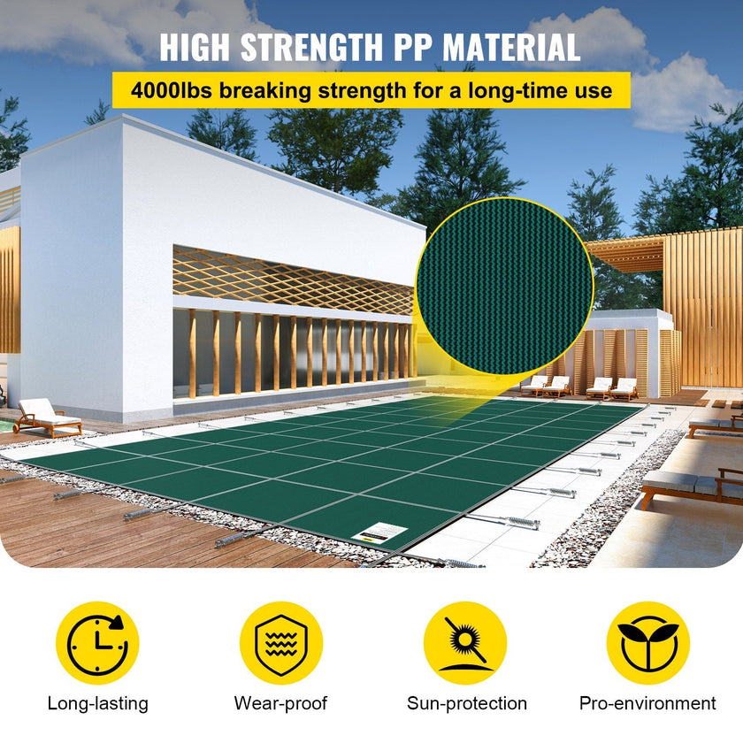 VEVOR Inground Pool Safety Cover Winter Pool Cover 20 x 42 ft with Anchor Tools