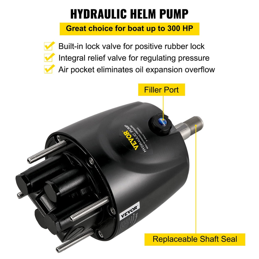 VEVOR Hydraulic Boat Steering Kit, 300HP Hydraulic Steering Kit Helm Pump, Hydraulic Outboard Steeing Kit with 14 Feet Hydraulic Steering Hose for Boat Steering System