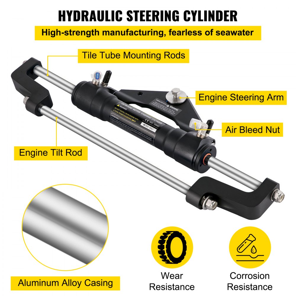 VEVOR Hydraulic Outboard Steering Kit 300HP, Hydraulic Steering Kit Helm Pump,Hydraulic Boat Steering Kit with 22 Feet Hydraulic Steering Hose for Boat Steering System