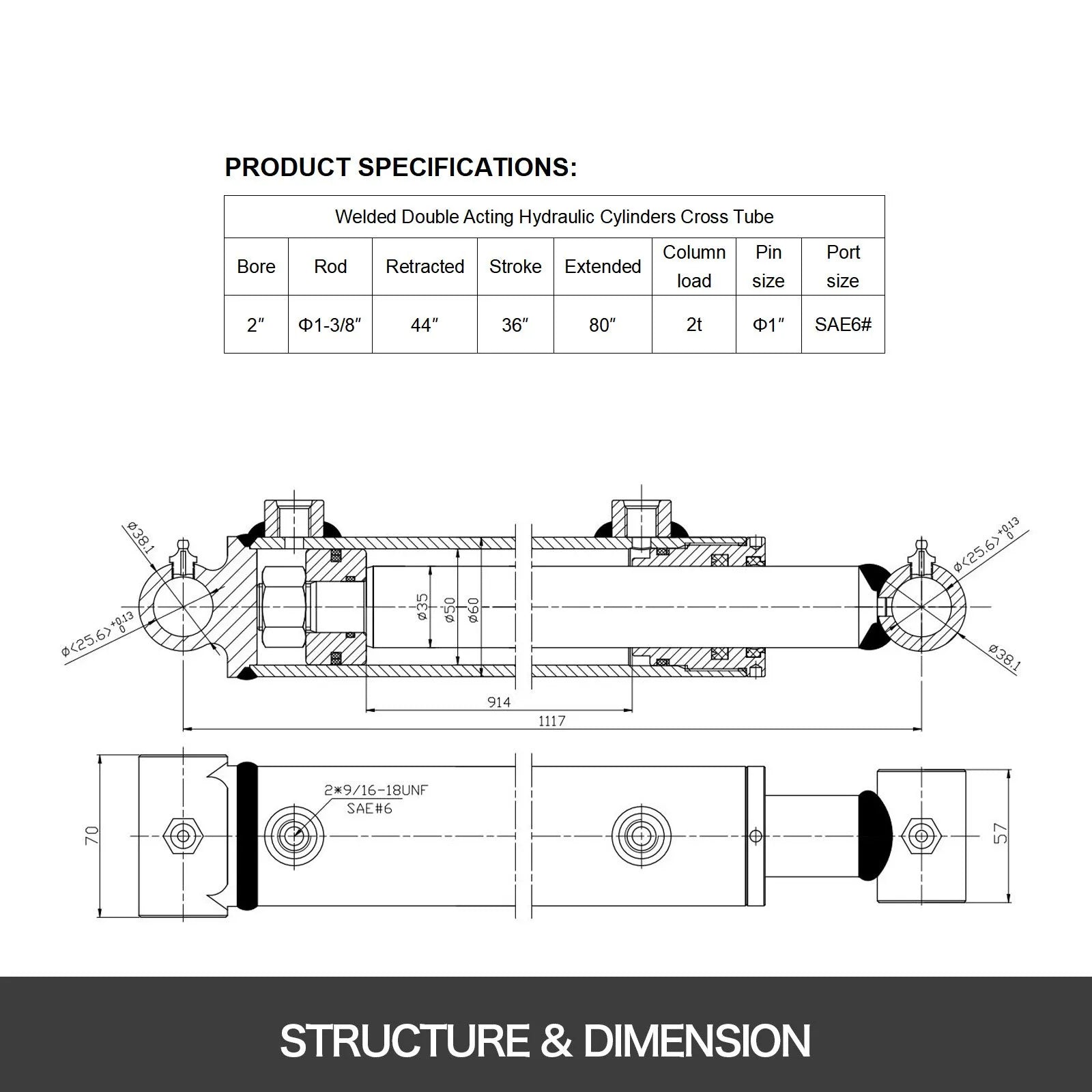 VEVOR Hydraulic Cylinder 2\