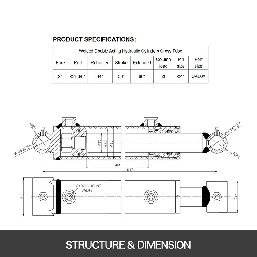 VEVOR Hydraulic Cylinder 2\