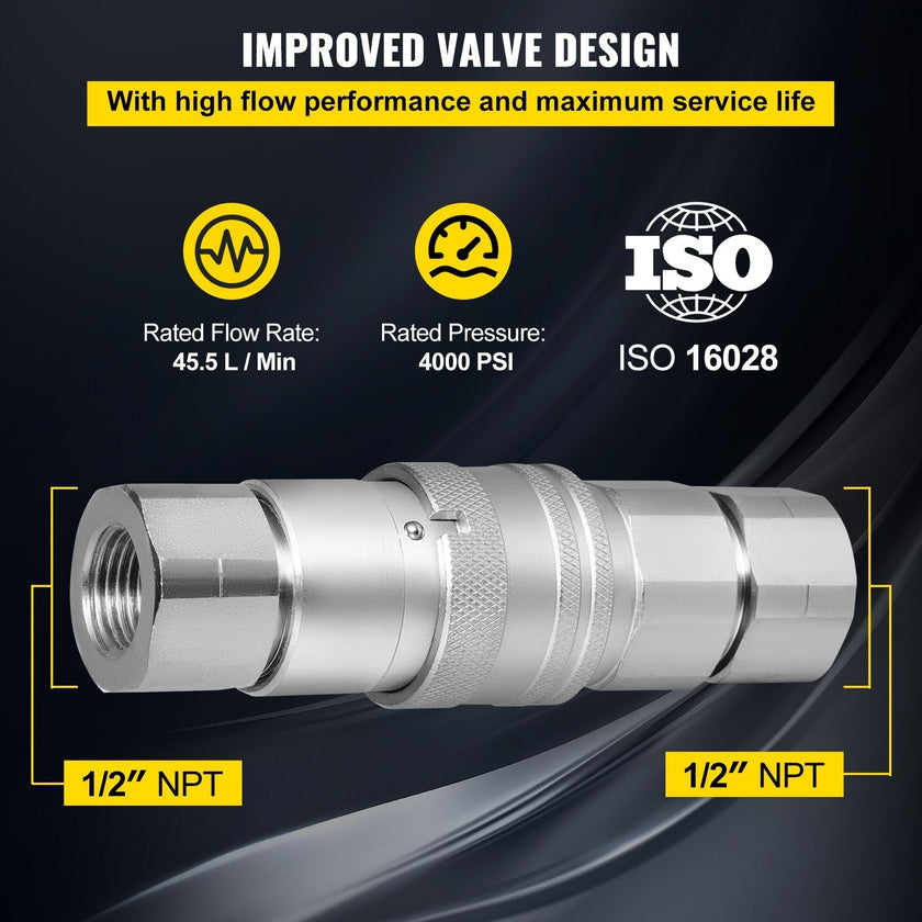 VEVOR Hydraulic Coupler 1/2 Body with 1/2