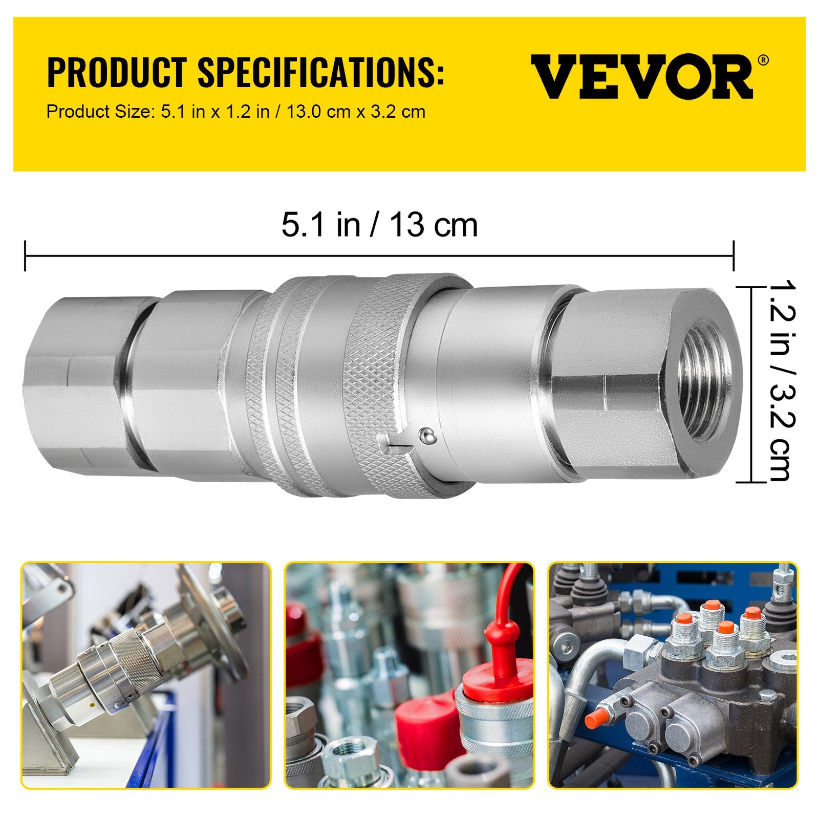 VEVOR Hydraulic Coupler 1/2 Body with 1/2