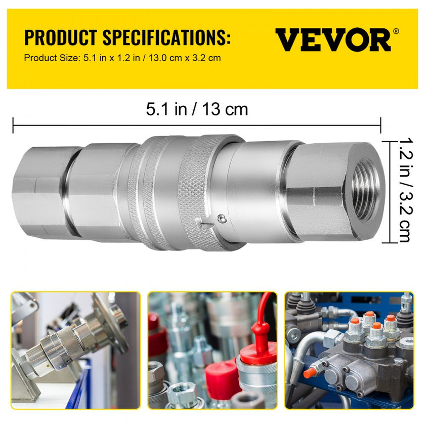 VEVOR Spherical Face Hydraulic Couplers 3/8