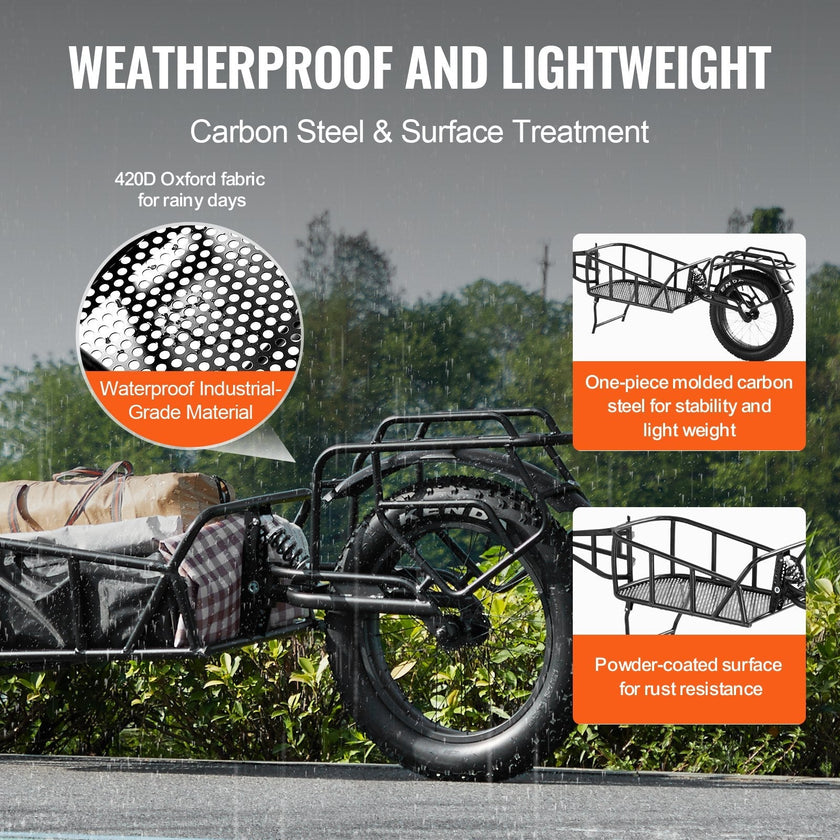 VEVOR Bike Cargo Trailer, 70 lbs Load Capacity, Heavy-Duty Bicycle Wagon Cart, Compact Storage & Quick Release Structure with Universal Hitch, 20
