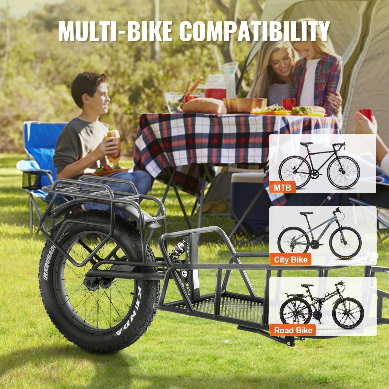 VEVOR Bike Cargo Trailer, 70 lbs Load Capacity, Heavy-Duty Bicycle Wagon Cart, Compact Storage & Quick Release Structure with Universal Hitch, 20