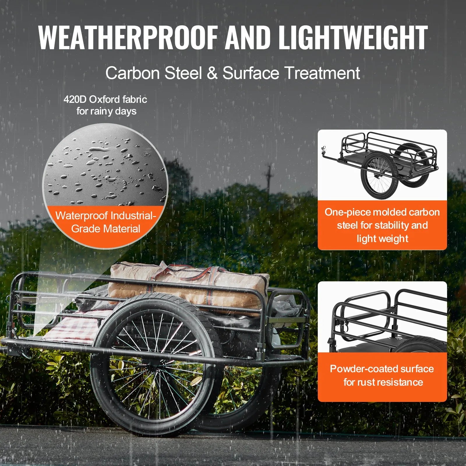 VEVOR Bike Cargo Trailer, 275 lbs Load Capacity, Heavy-Duty Bicycle Wagon Cart, Foldable Compact Storage & Quick Release with Universal Hitch, 20