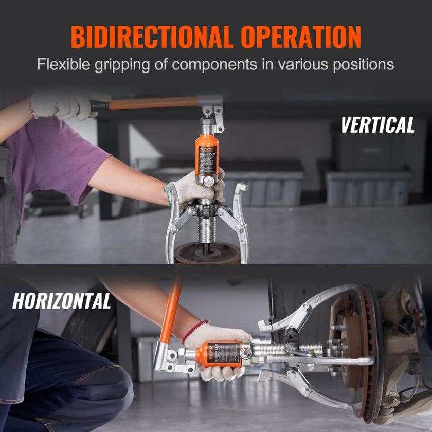 VEVOR Hydraulic Gear Puller, 15 Ton Max Capacity Wheel Bearing Pulling Separator, 2 or 3 Jaws Puller, Vertically and Horizontally, 12