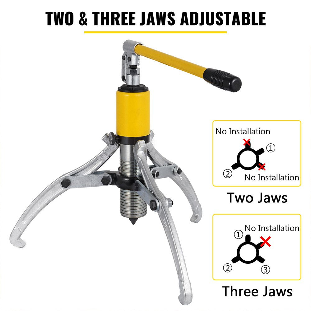 VEVOR 15 Ton Hydraulic Gear Puller Adjustable 3 Jaws Wheel Bearing Pulling Separator 3 in 1 Pump Oil Tube Drawing Machine Wheel Bearing Hub Removal Tool w/Case