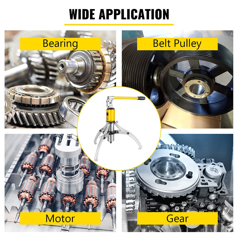 VEVOR 15 Ton Hydraulic Gear Puller Adjustable 3 Jaws Wheel Bearing Pulling Separator 3 in 1 Pump Oil Tube Drawing Machine Wheel Bearing Hub Removal Tool w/Case