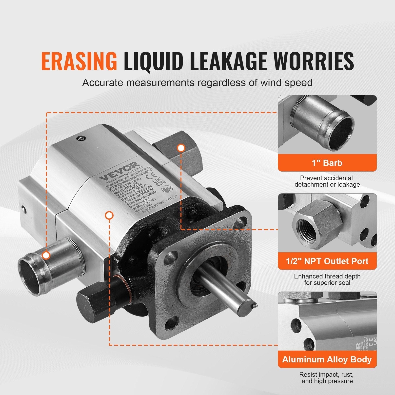 VEVOR Hydraulic Log Splitter Pump, 11GPM, 2 Stage 3000PSI Wood Log Splitter Pump, 1'' Inlet 1/2'' NPT Outlet 3600 RPM Aluminum Hydraulic Gear Pump, for Small Engine Mounting Log Splitters Snowplow