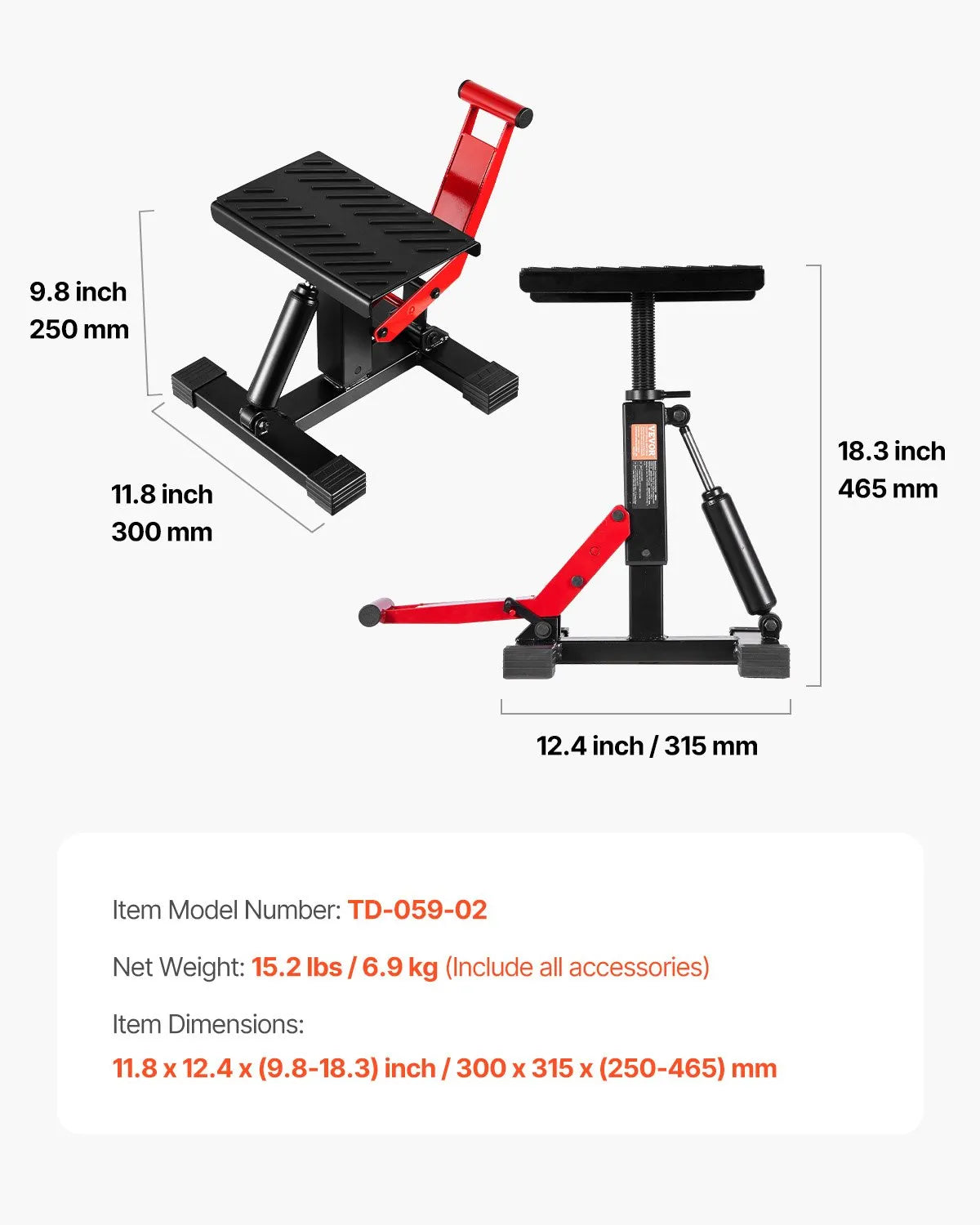 VEVOR Dirt Bike Lift Stand 440 LBS Adjustable Hydraulic Motorcycle Lift Jack