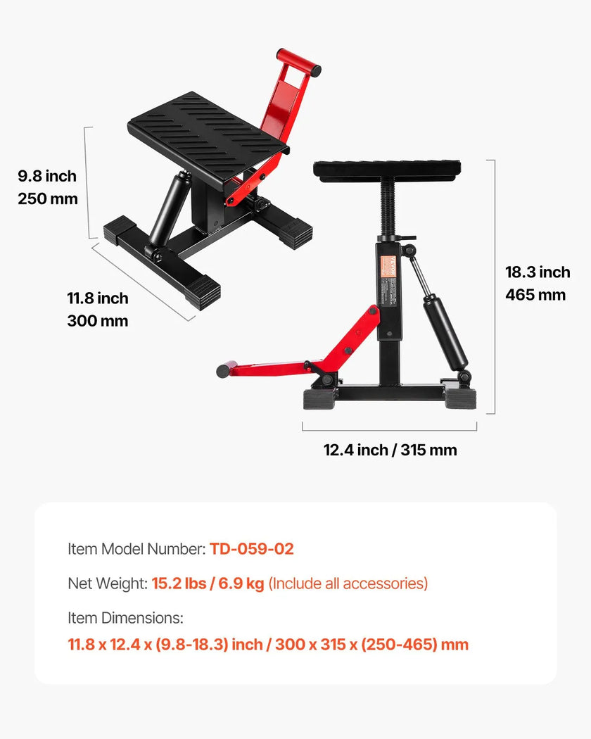 VEVOR Dirt Bike Lift Stand 440 LBS Adjustable Hydraulic Motorcycle Lift Jack