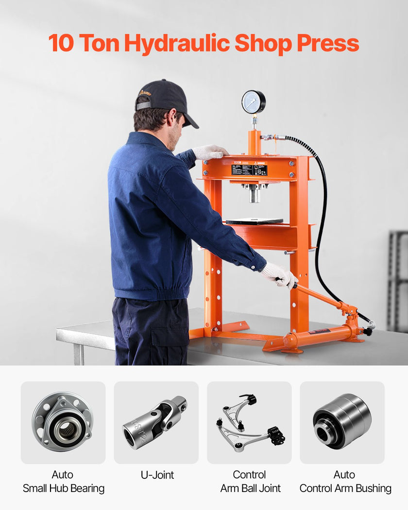 VEVOR 10 T Hydraulic Shop Press Hydraulic Press with Press Plate for Bending