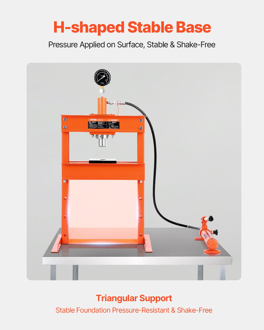 VEVOR 10 T Hydraulic Shop Press Hydraulic Press with Press Plate for Bending