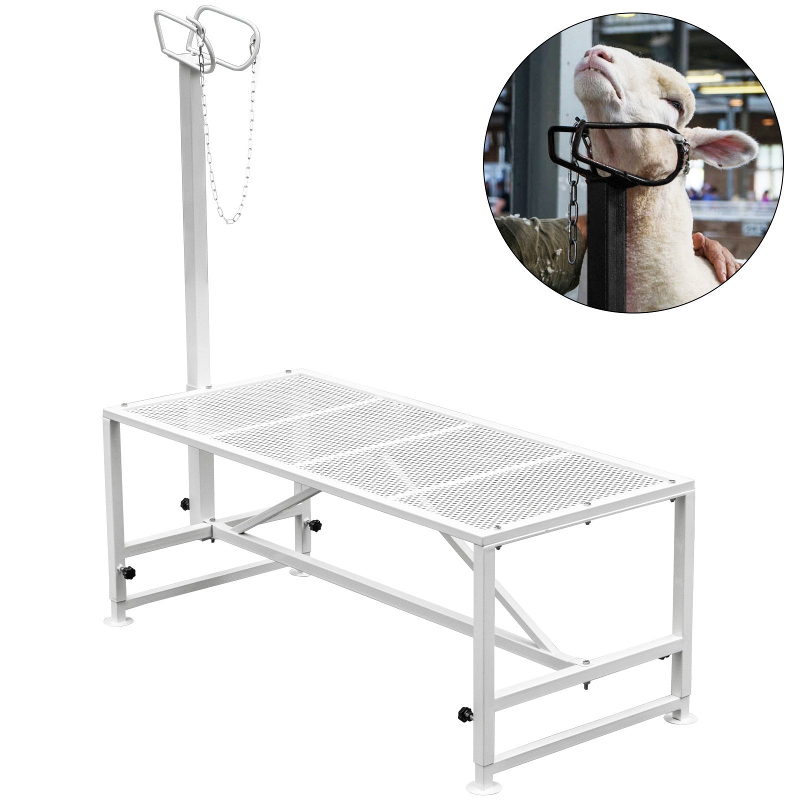 VEVOR Livestock Stand, 51x23 inches Trimming Stand with Straight Head Piece, Goat Trimming Stand Metal Frame Sheep Shearing Stand Livestock Trimming Stands for Sheep, Goats, and Other Livestock