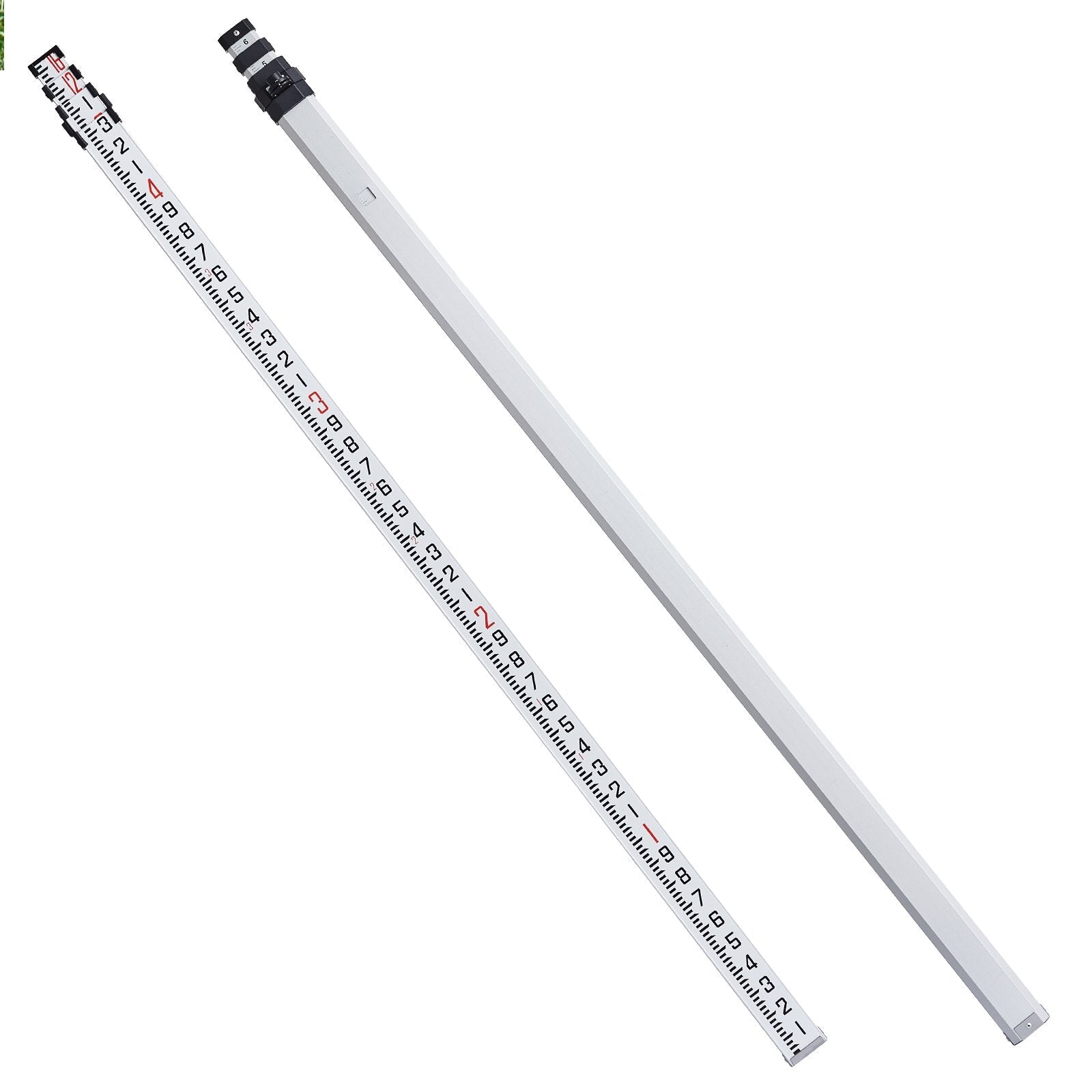 VEVOR Measuring Rod 16-Feet/10ths 4 Sections Telescopic Grade Rod 1/10ft w/ Bag
