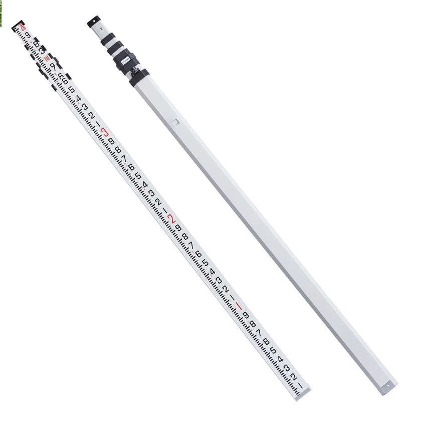 VEVOR Measuring Rod 20-Feet/10ths 6 Sections Telescopic Grade Rod 1/10ft w/ Bag