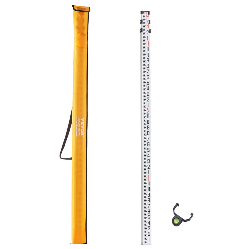 VEVOR Measuring Rod 9-Feet/8ths 3 Sections Telescopic Grade Rod 1/8in w/ Bag