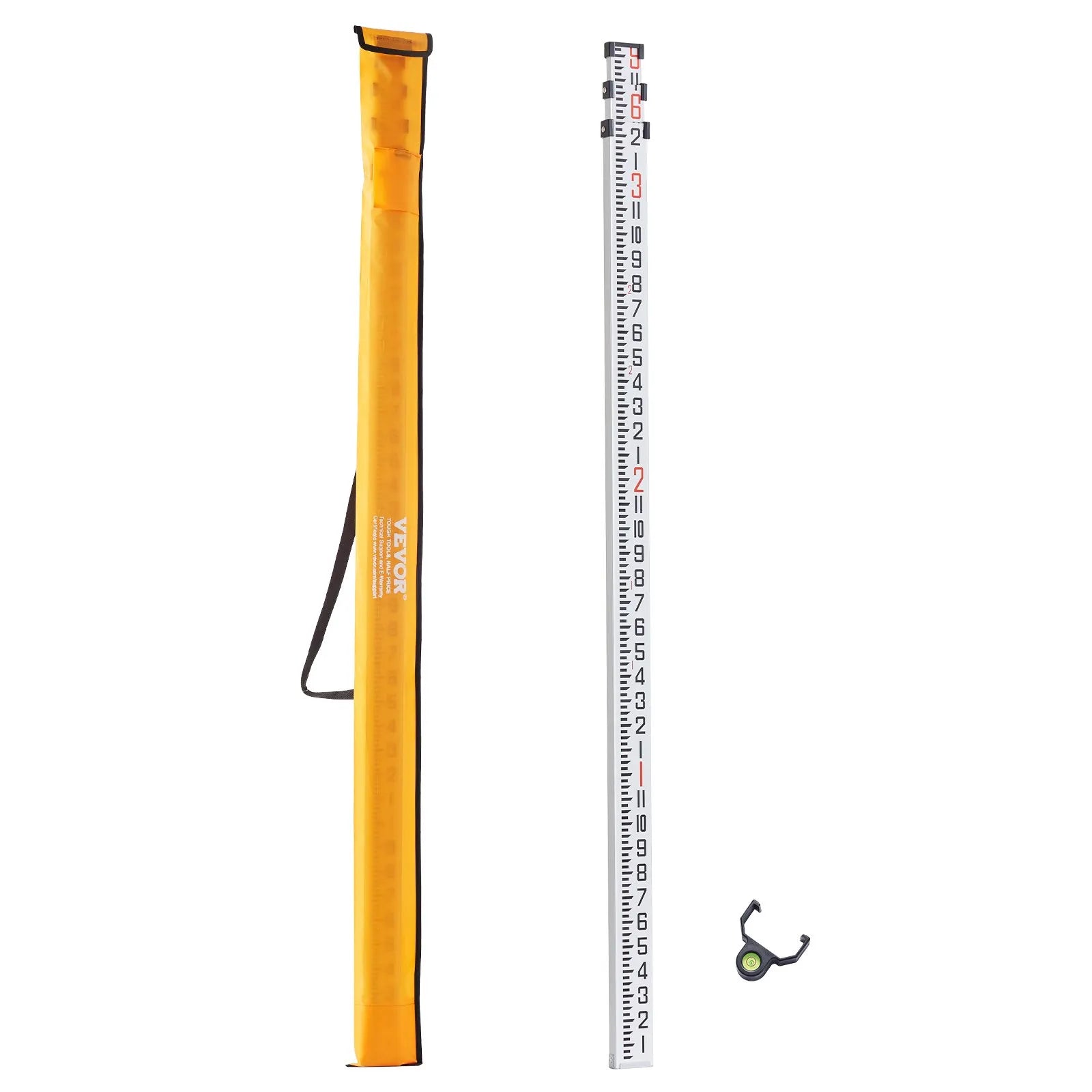 VEVOR Measuring Rod 9-Feet/8ths 3 Sections Telescopic Grade Rod 1/8in w/ Bag
