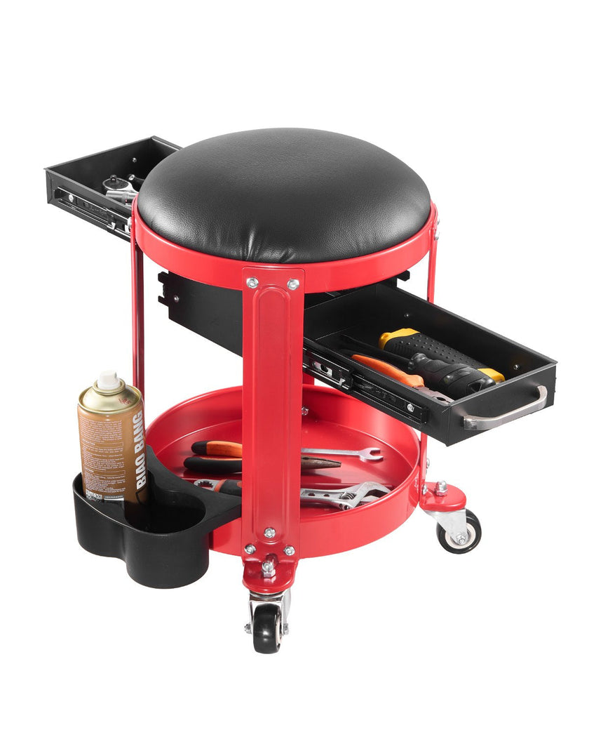 VEVOR Rolling Mechanic Stool Garage Seat 300 lbs Load with Wheels & Storage