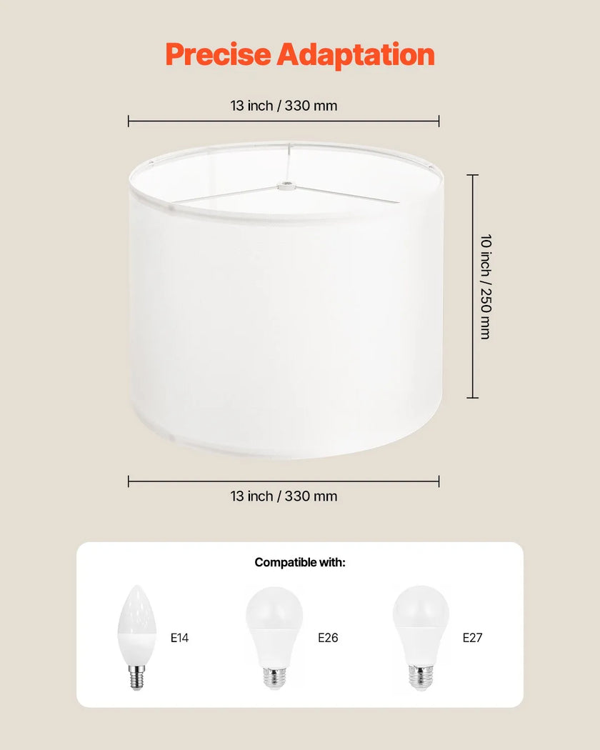 VEVOR Drum Lamp Shade 2 Set 13 x 13 x 10 in Medium Round Lampshade (Off-white)