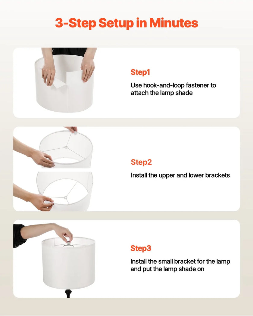 VEVOR Drum Lamp Shade 2 Set 13 x 13 x 10 in Medium Round Lampshade (Off-white)