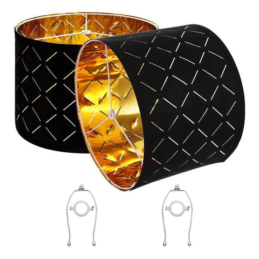 VEVOR Drum Lamp Shade 2 Set 13 x 13 x 10 in Round Lampshade with Harp (Black)