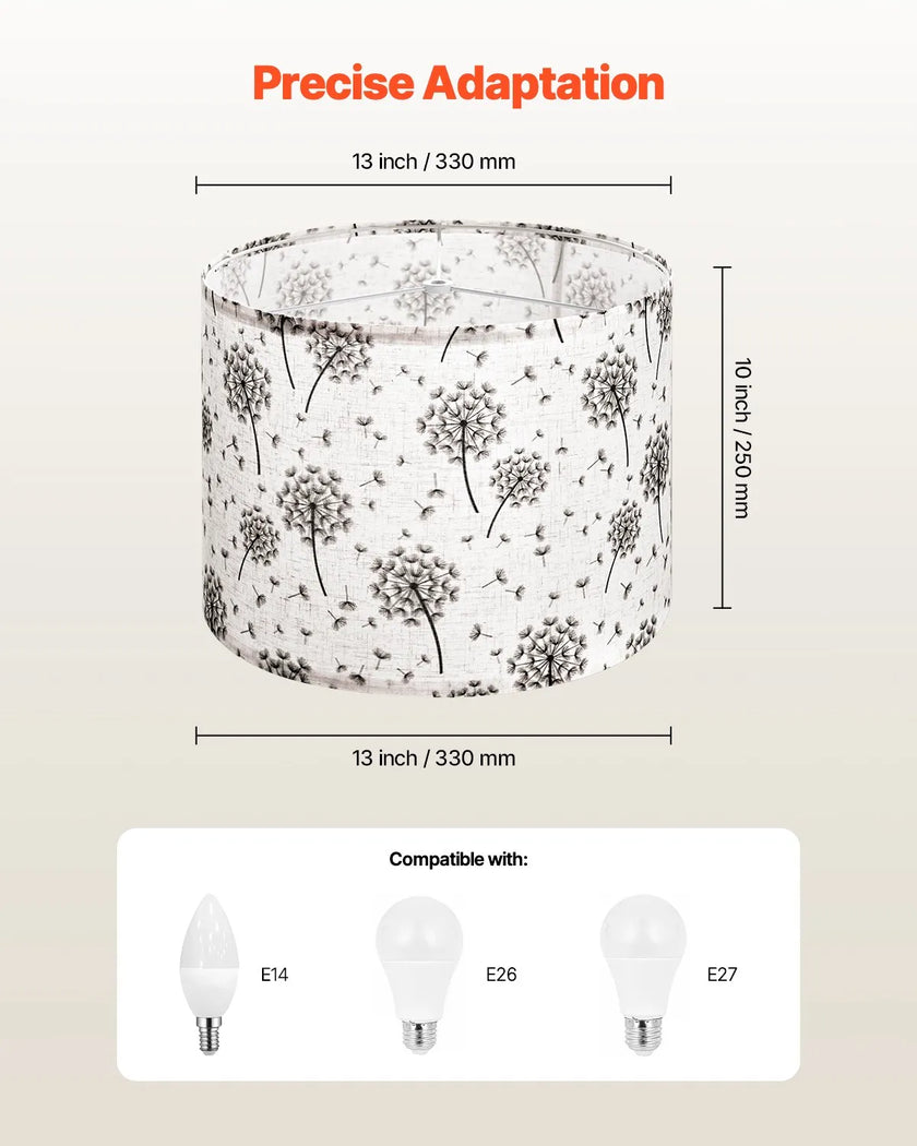 VEVOR Drum Lamp Shade 2 Set 13 x 13 x 10 in Lampshade (Light Dandelion Pattern)