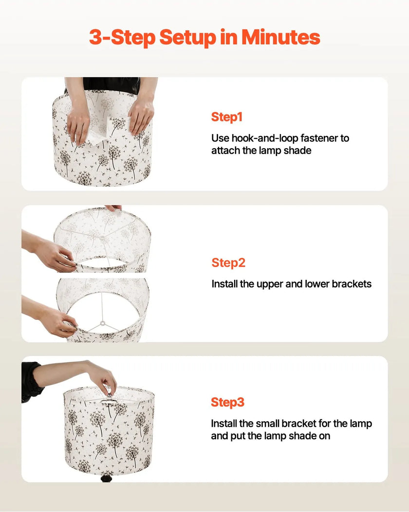 VEVOR Drum Lamp Shade 2 Set 13 x 13 x 10 in Lampshade (Light Dandelion Pattern)