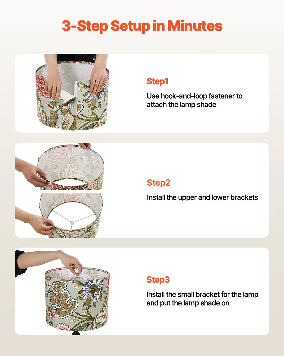 VEVOR Drum Lamp Shade 2 Set 13 x 13 x 10 in Medium Round Lampshade (Dark Floral)