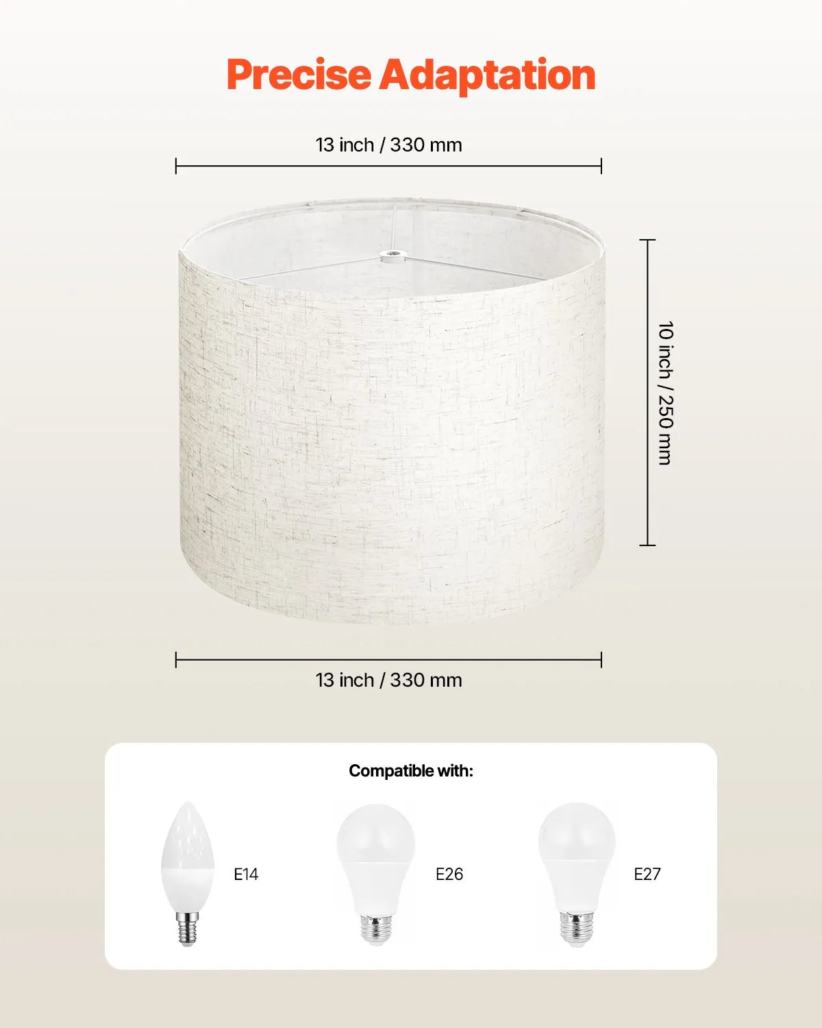 VEVOR Drum Lamp Shade 2 Set 13 x 13 x 10 in Medium Round Lampshade (Light Linen)