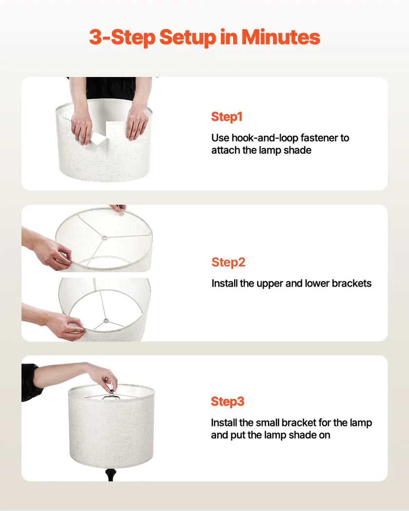 VEVOR Drum Lamp Shade 2 Set 13 x 13 x 10 in Medium Round Lampshade (Light Linen)