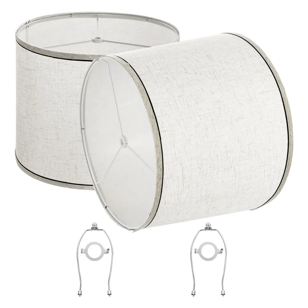 VEVOR Lamp Shade 2 Set with Harp 11 x 13 x 10 in (Light Linen with Black Edge)