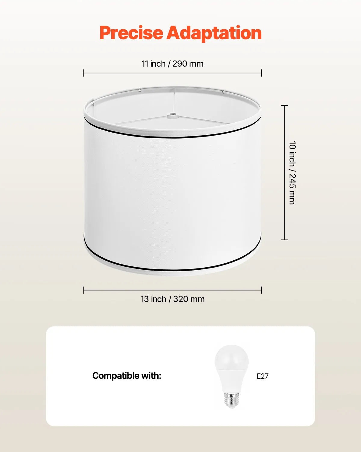VEVOR Lamp Shade 2 Set 11 x 13 x 10 inches Medium Lampshade with Harp (White)
