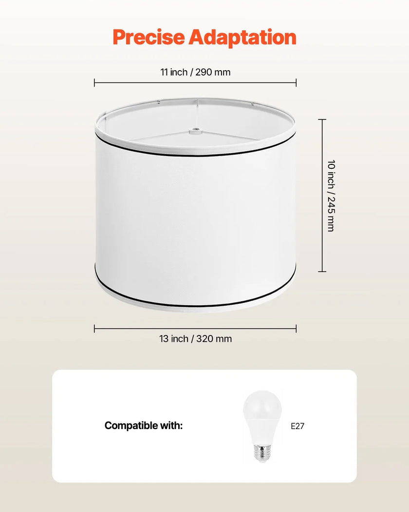 VEVOR Lamp Shade 2 Set 11 x 13 x 10 inches Medium Lampshade with Harp (White)