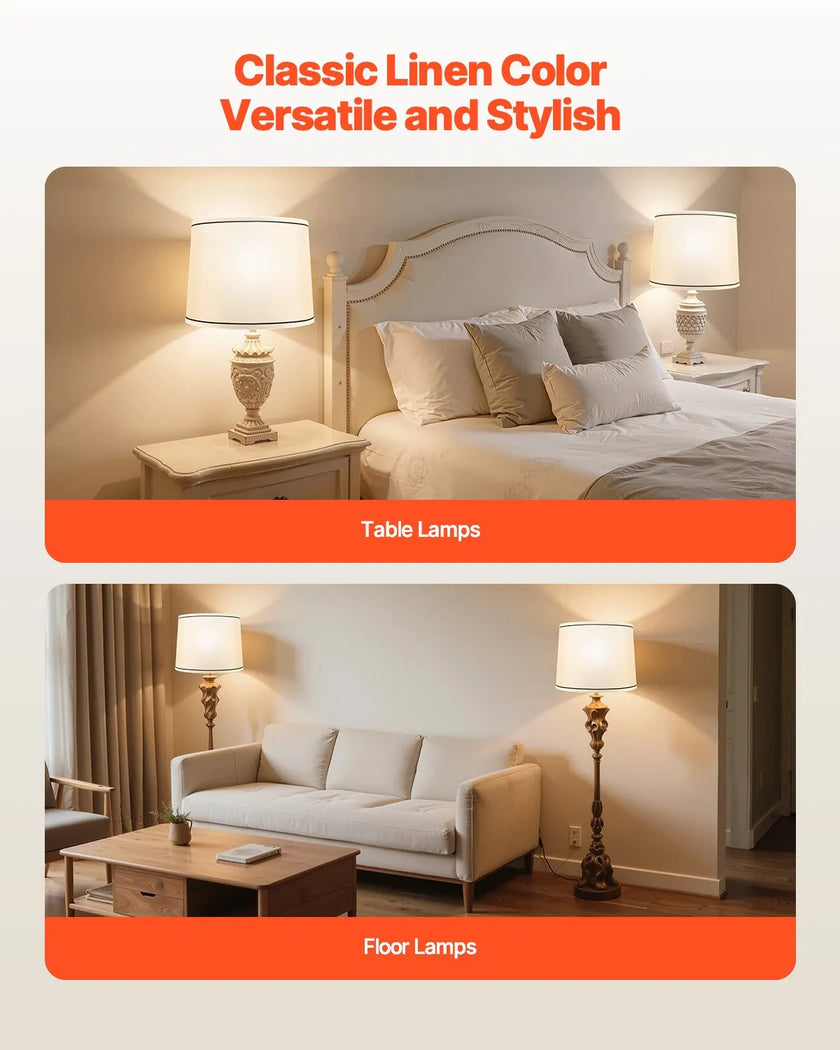 VEVOR Lamp Shade 2 Set 11 x 13 x 10 inches Medium Lampshade with Harp (White)