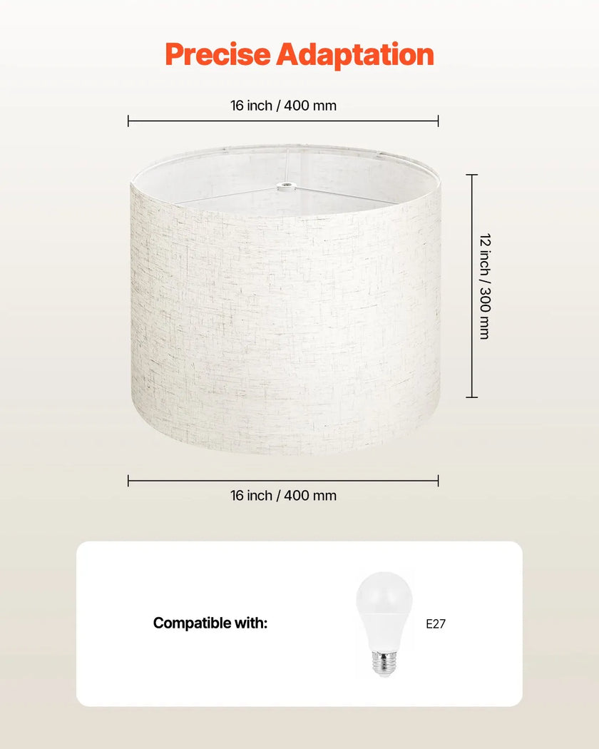 VEVOR Drum Lamp Shade 2 Set 16 x 16 x 12 in Lampshade with Harp (Light Linen)