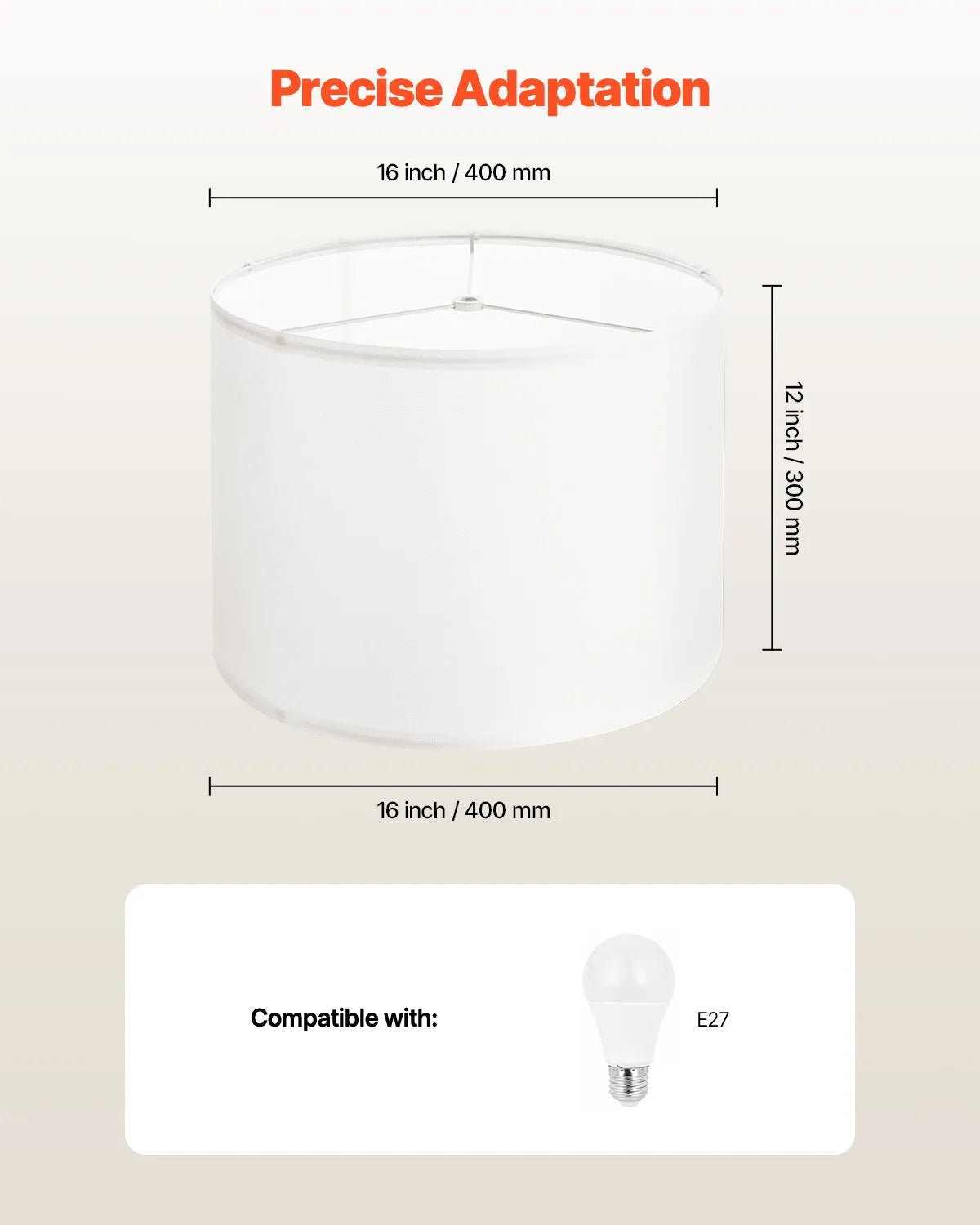 VEVOR Drum Lamp Shade 2 Set 16 x 16 x 12 in Lampshade with Harp (Off-white)