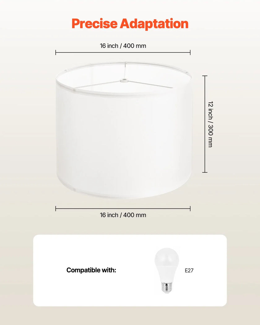 VEVOR Drum Lamp Shade 2 Set 16 x 16 x 12 in Lampshade with Harp (Off-white)