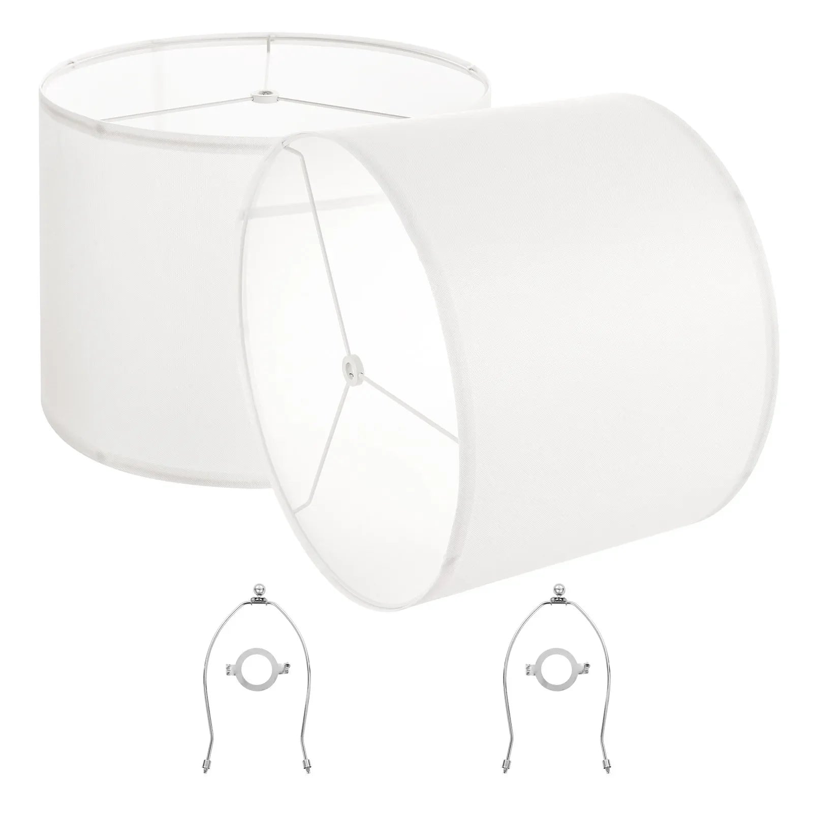 VEVOR Drum Lamp Shade 2 Set 16 x 16 x 12 in Lampshade with Harp (Off-white)