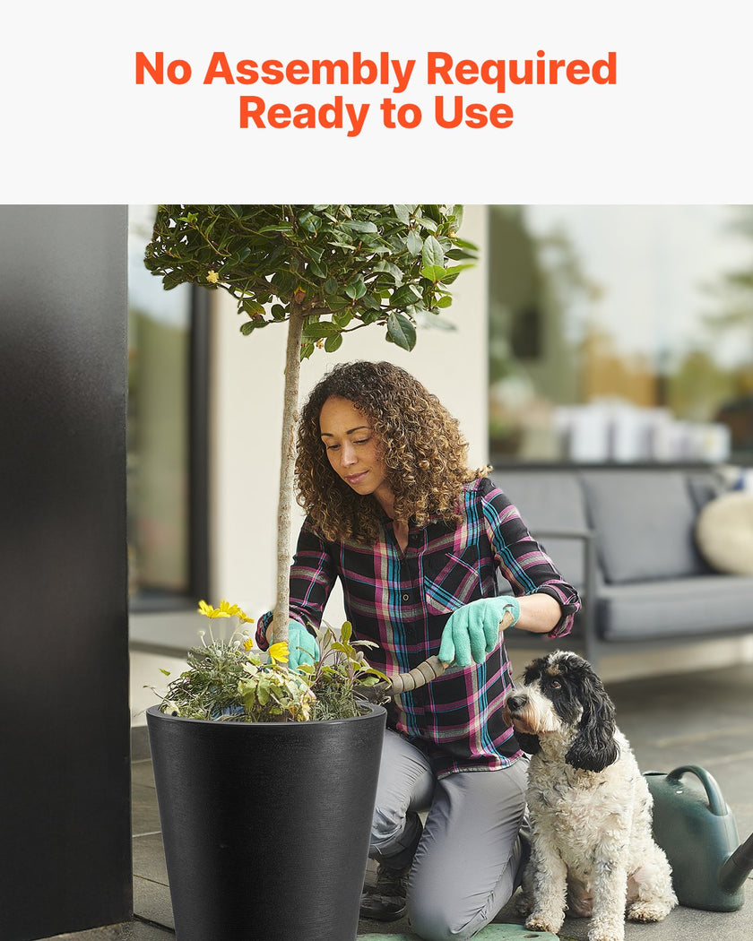 VEVOR Tall Planter Set of 2 Round Tapered Plant Pots 24 in for Outdoor Indoor