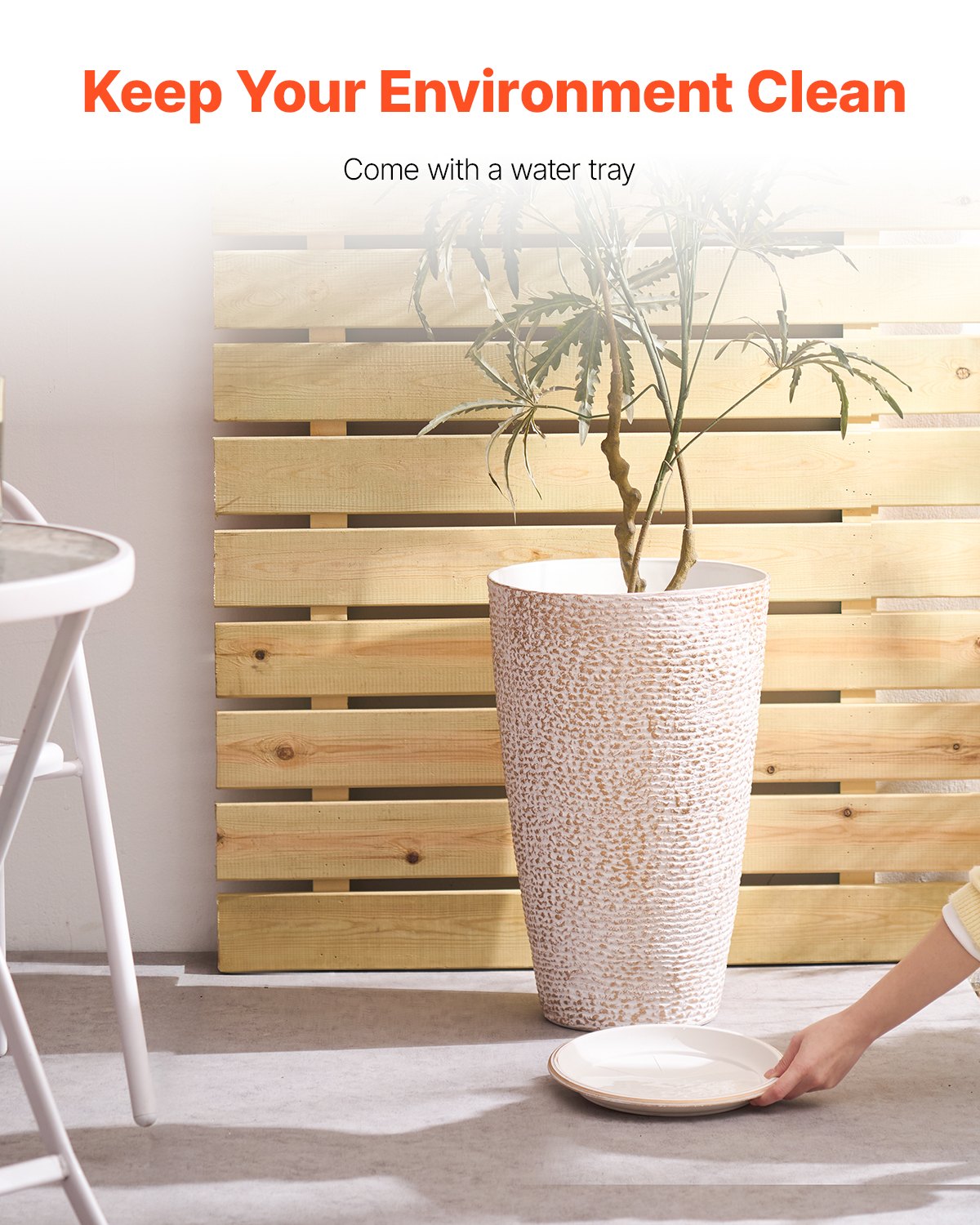VEVOR Tall Planter Set of 2 Round Tapered Plant Pots 21 in for Outdoor Indoor