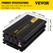 VEVOR Power Inverter, 2300W Modified Sine Wave Inverter, DC 24V to AC 120V Car Converter, with LCD Remote Controller, LED Indicator, AC Outlets Inverter for Truck RV Car Boat Travel Camping Emergency