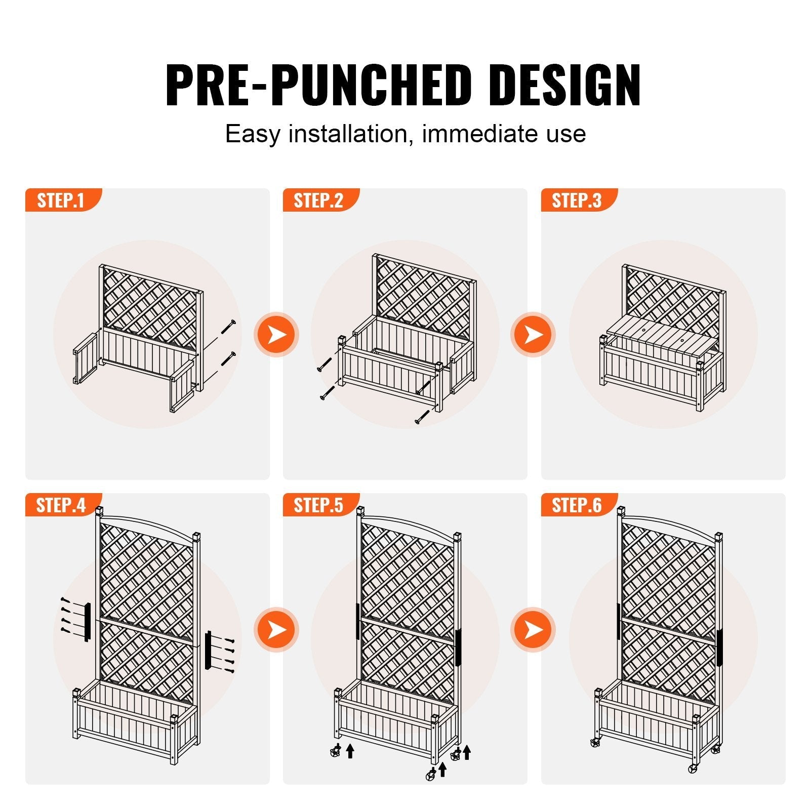 VEVOR Raised Garden Bed with Trellis Outdoor Raised Planters 29.5