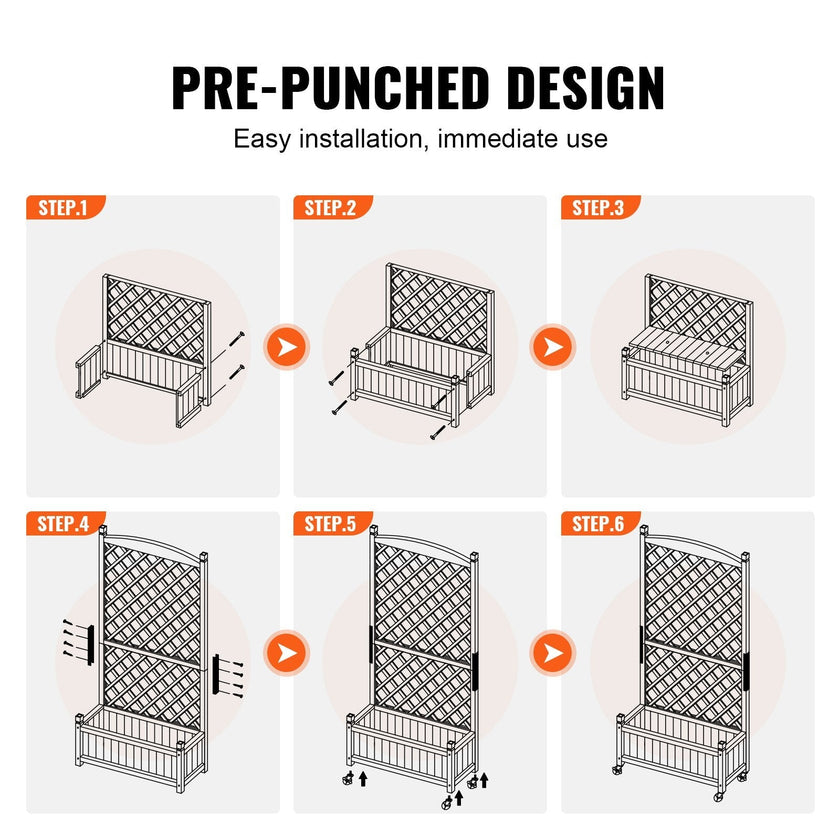 VEVOR Raised Garden Bed with Trellis Outdoor Raised Planters 29.5