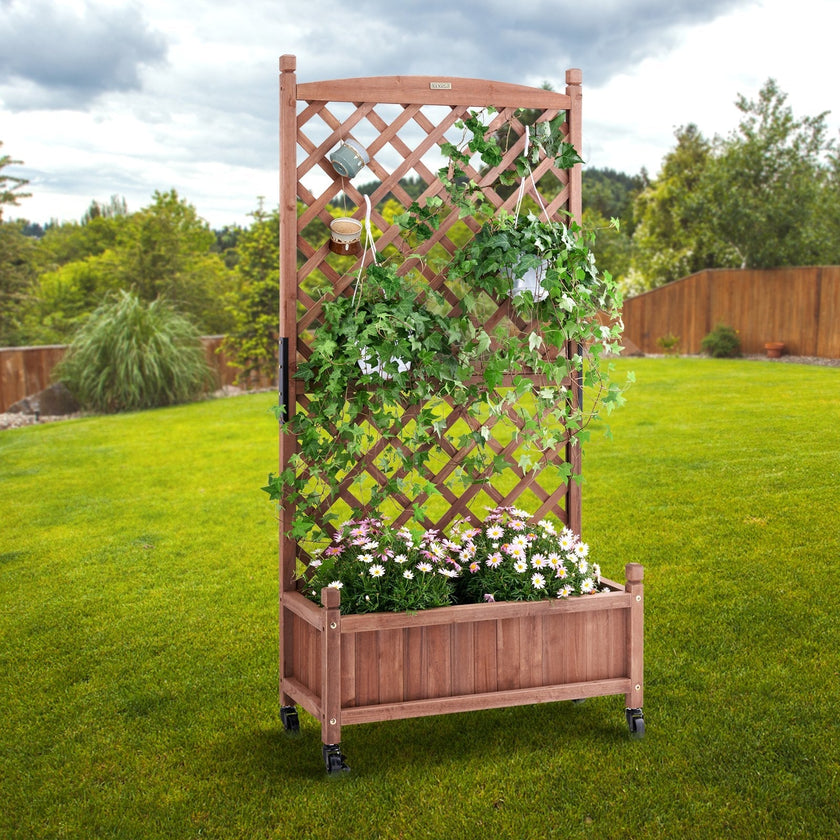 VEVOR Raised Garden Bed with Trellis Outdoor Raised Planters 29.5